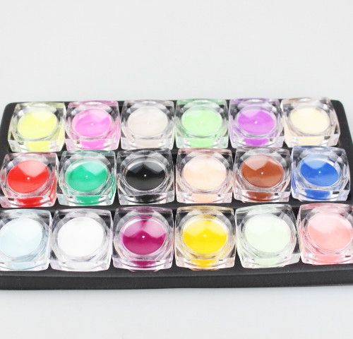 18 pçs / lote 18 cores Escultura Padrão Em Pó Esculpido Colorido Para Nail Art Glitte Prego Kit