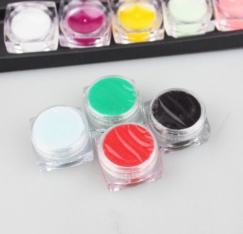 18 pçs / lote 18 cores Escultura Padrão Em Pó Esculpido Colorido Para Nail Art Glitte Prego Kit