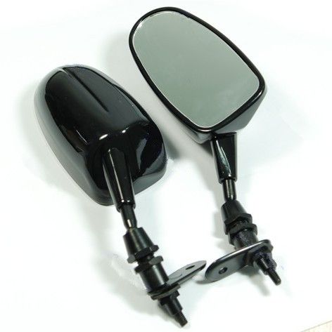 Krator Black Motorcycle Mirrors Pair For 2006-2007 Yamaha R6 / YZF-R6R - OEM Style, High-Impact ABS, Acrylic Mirror