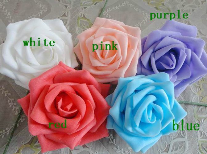 50pcs dia.7cm artificiell simulering PE Skum Eva Camellia Rose Wedding Christmas Party Bridal Flower