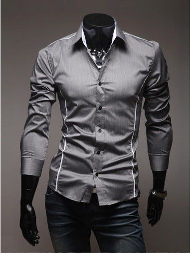 charcoal grey mens dress shirt