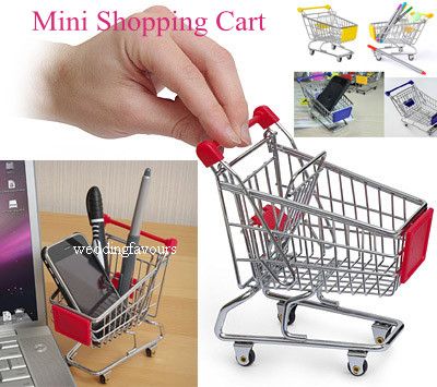 Cute Mini Shopping Cart Desktop Organizer Candy Favors Boxes