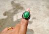 Старинный серебряный инкрустированные природные Малайский Jade кольцо. Зеленый нефрит кольцо, поверхность кольца.