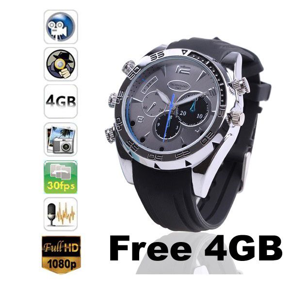 4GB Waterproof Spy Watch 1080P Waterproof Spy Watch Camera IR Night