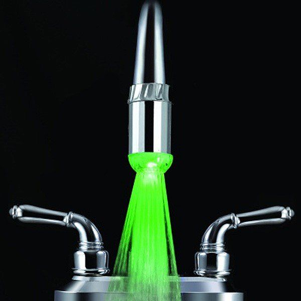 Rubinetto del rubinetto del flusso d'acqua della luce del rubinetto del LED a tre colori da 10 pz / lotto, + adattatore, 8001-A2, Freeshipping