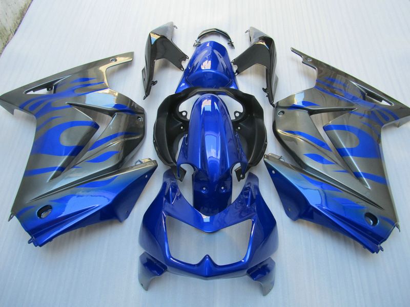 Grå Blå Fairing Kit för Kawasaki Ninja ZX250R ZX 250R 2008 2011 2012 EX 250 08 09 10 12 Injektionsformer Fairings Bodywork