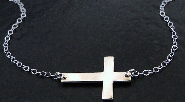 Hot sell 100pcs* Alloy Horizontal Sideways Cross Necklace Gold / Silver Select