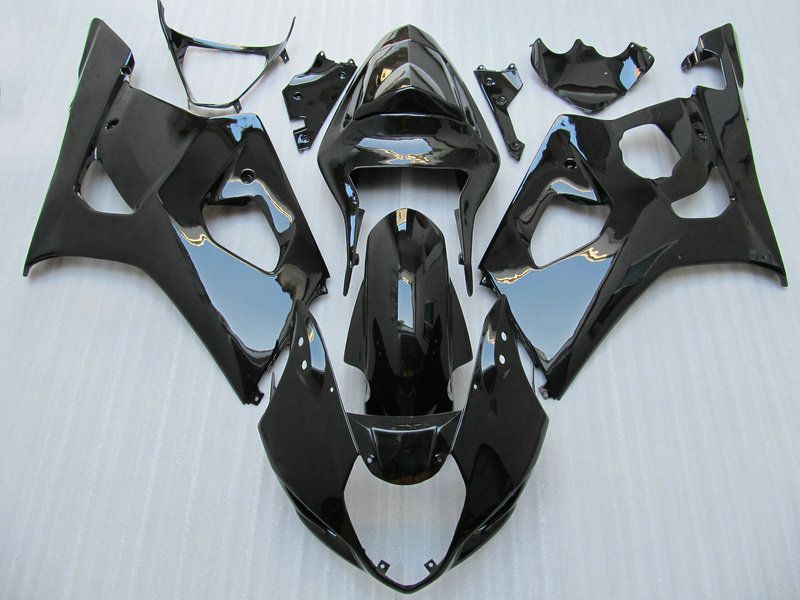 Darmowy statek All Gloss Black Fairing Zestaw na 2003 2004 GSX-R1000 K3 BRADE ZESTAW Body GSXR1000 GSXR 1000 03 04