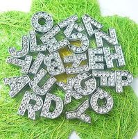 1300pc/lot 8mm Slide letter A-Z full rhinestones bling slide charm Alphabet DIY Accessories fit for leather wristband keychains