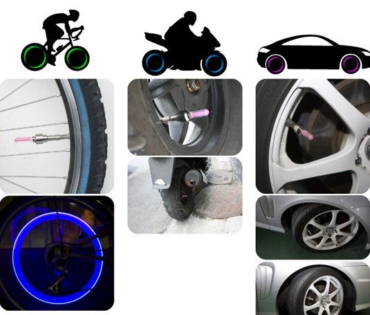 100 adet * Araba bisiklet Hot Wheels LED flaş ışığı lastik tekerlek vana kök kapağı lambası