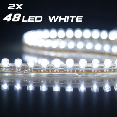 48cm 48 Vit LED Flexibelt bil Neon Strip Light 12V 2PCS