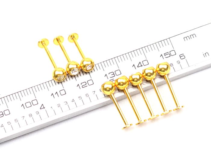 Gold Lip Labret Rings Piercing Body Jewelry Crystal White Rhinestone