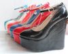 6 candy colors women's bride shoes,ankle strap 5.5CM high platform wedges heel shoes