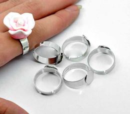 -DIY de acero inoxidable ajustable anillo base en blanco de pegamento-en 18,3 mm 100pcs / lot
