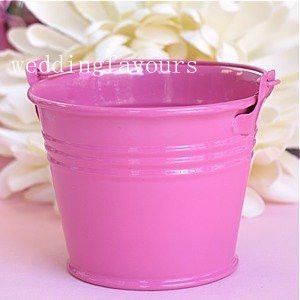 Wholesale party pails resale online - Hot Pink Color Mini Tin Pails Wedding Favors Mini Pails Tin Candy Box Sweet Package Party Decors