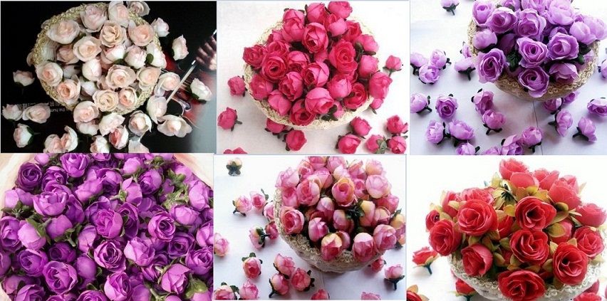 Roses crémeuses artificielles en soie, 100 pièces, têtes de fleurs, décoration de Bouquet de mariée, 1.18 pouces