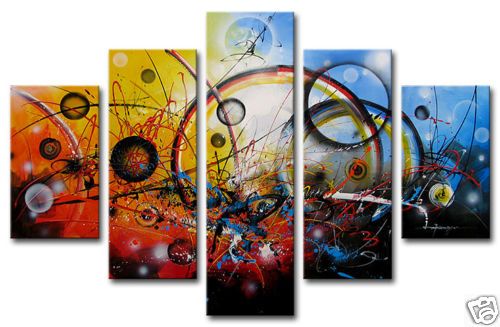 Konst modern abstrakt oljemålning på kanfas Färgglada vardagsrumsinredning 5 stycken högkvalitativ konstförsäljning