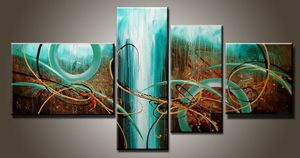 top popular Art Modern Abstract Oil Painting Multiple Piece Canvas Art 4 Pieces Sets Green Passion New Arrivals 2022