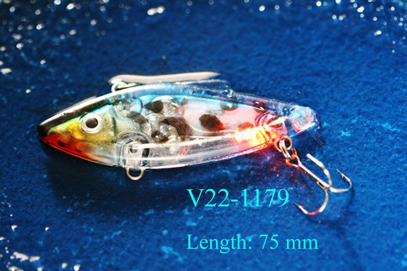 7.5 cm 13G LED-vissen lokken visgerei vibratie zinkend hard plastic aas zout of verse vis lokt in water met een rode knipperende lichten