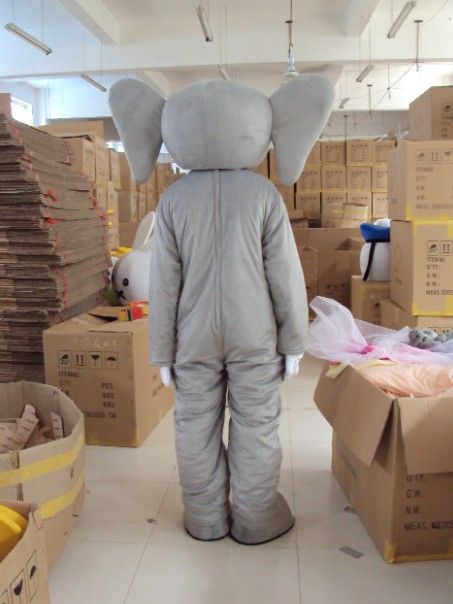Vuxen Custom Plush Grey Elephant Mascot Kostymer Gratis frakt