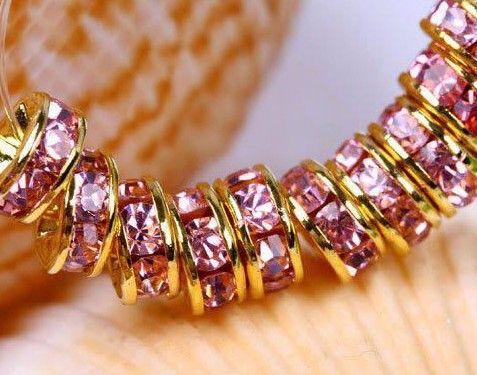 300PCS * 6MM em forma de roda Crystal Spacer Beads banhado a ouro, misturado cor Rhinestones Gem Descobertas