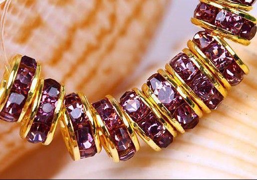 300PCS * 6MM em forma de roda Crystal Spacer Beads banhado a ouro, misturado cor Rhinestones Gem Descobertas