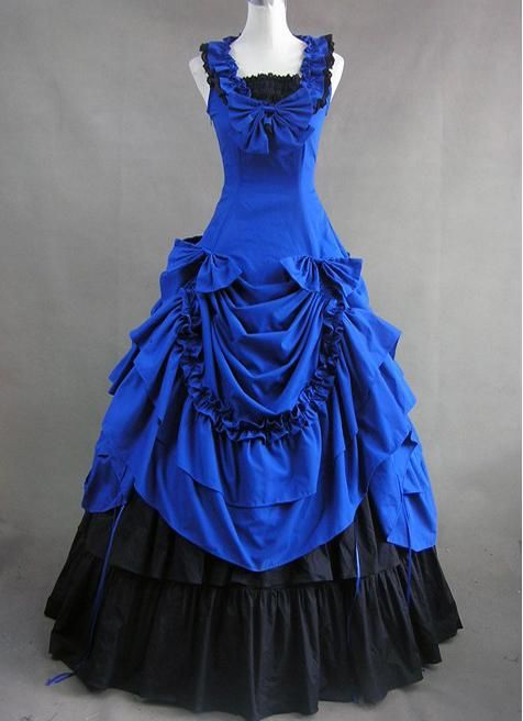 DiscountRoyal Blue Grace A Line Square Floor Length Ruffle Gothic ...