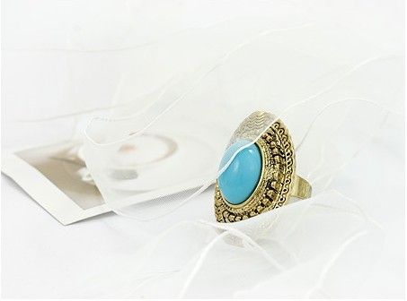 Meest populaire vintage ovale gesneden edelsteen ringen stijlvolle snoep kleur verstelbare vrouwen 60 stks