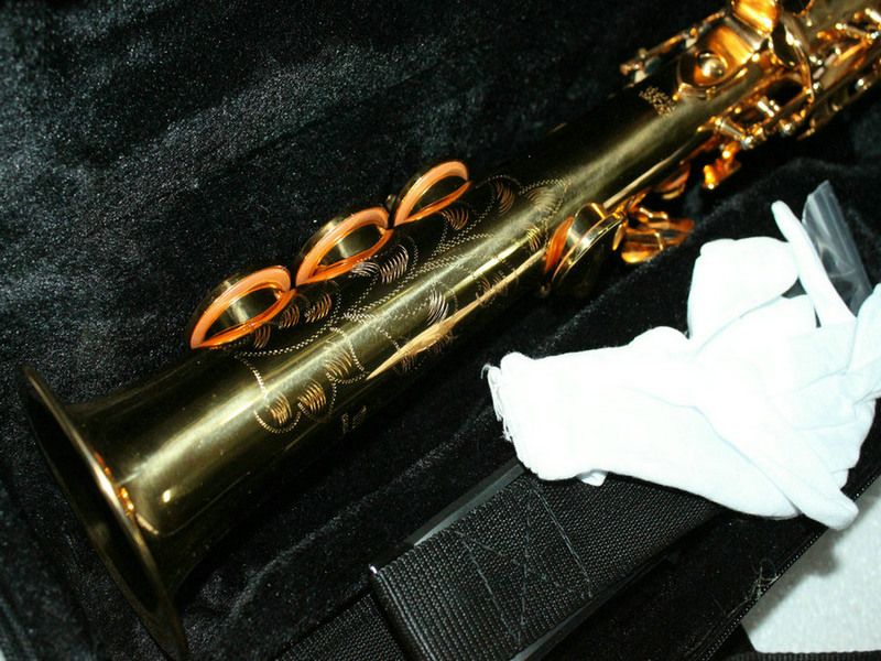 Högkvalitativ Straigh Golden Soprano Saxofon med Hardcase Gratis frakt