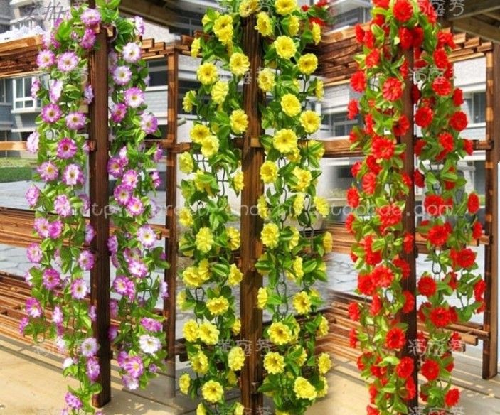 2 m 6 cores flor de seda artificial guirlanda vinha hera casa jardim decoração do casamento