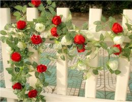 TININNA 180cm handgemachte künstliche Rosen Blumen Efeu Girlande Rosen Blumen für Hauptdekoration Garten Hochzeitsfenster EINWEG Verpackung