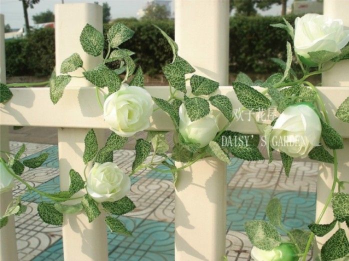 10 Stück 6,8 Fuß künstliche Rosengirlande Seidenblumenranke Efeu Zuhause Hochzeit Gartendekoration