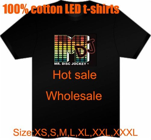 Christmas Gift Party Using Sound Activated Flashing Up & Down LED Light music EL T-Shirt