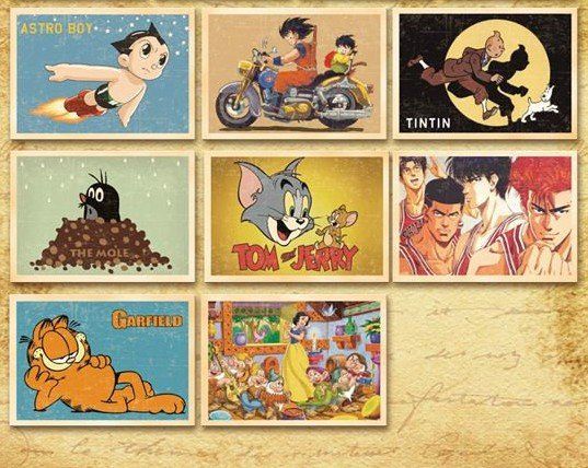 2021 Cartoon Vintage Style Poster Drawing Post Card Set / Greeting ...