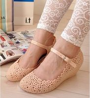 Wholesale Fashion Women Rain Shoes Hollow Out Nest Jelly Shoes Mary Jane Wedges Shoes Colors