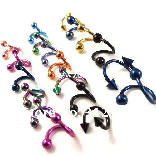 Surgical Steel Spiral Twister Rings Lip Ring Ear Ring Labret Promotion