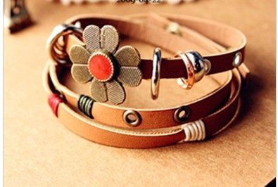 Горячие новые кожаные браслеты модные ретро цветы принять дебетовый этнический стиль имитация кожаный браслет бесплатная доставка 345