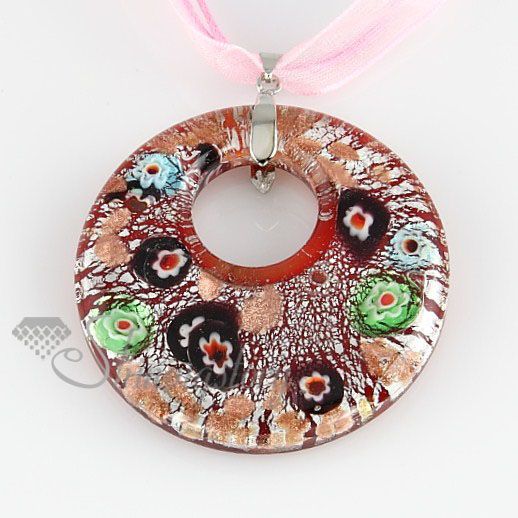 rouns sliver Foil millefiori murano lampwork itlian glass handmade pendants for necklaces jewelry jewellery for pendants MUP100
