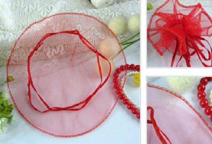 Ship Mixed 26cm Diameter Organza Round Plain Jewelry Bags Wedding Party Candy Gift Bags5687803