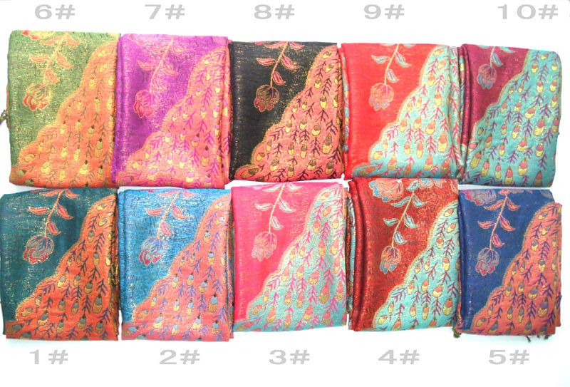 Womens Pavão Pashmina lenço de algodão envolve xales 11pc / lote # 2117