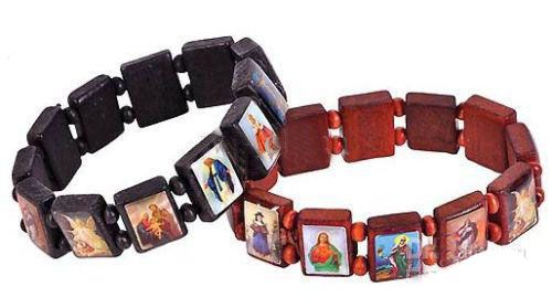 120 Stück* religiöse Armbänder aus Holz, Rosenkranz, Jesus-Armbänder, Heilige/Engel