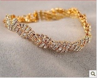 Hot New fashion genuino squisito diamante pieno brillante braccialetto selvaggio Bracciali in oro Bracciali a catena a maglie 351