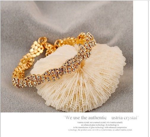 Sıcak yeni moda gerçek zarif tam elmas parlayan vahşi bilezik altın bilezikler bağlantı zinciri bilezikler 351