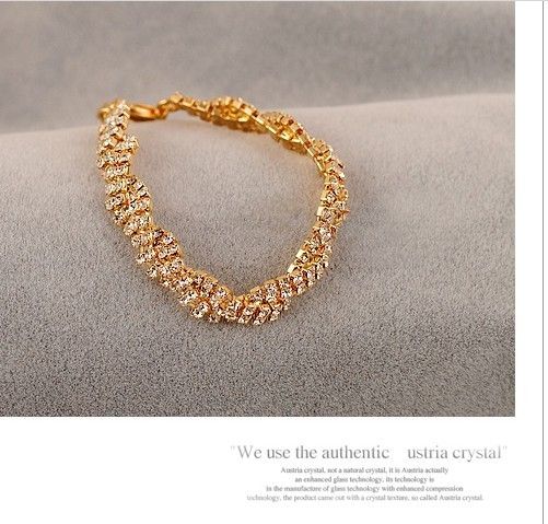Quente nova moda genuína requintado cheio de diamantes brilhando pulseira selvagem pulseiras de ouro link corrente pulseiras 351