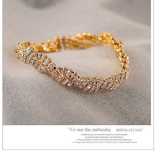 Sıcak yeni moda gerçek zarif tam elmas parlayan vahşi bilezik altın bilezikler bağlantı zinciri bilezikler 351