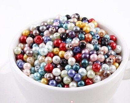 Multicolor Round Pearl Imitation Glass Beads 4mm Loose Beads Jewelry DIY Fit Bracelets Necklace