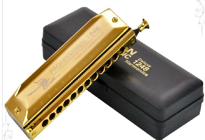 12 Holes 48 Tones Chromatic Harmonica SW1248 4 ,Plating Golden Color