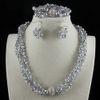 3Row 6x8mm Perline di cristallo di colore grigio 20'Collana Bracciale Orecchini Set di gioielli Chiusura a calamita con strass