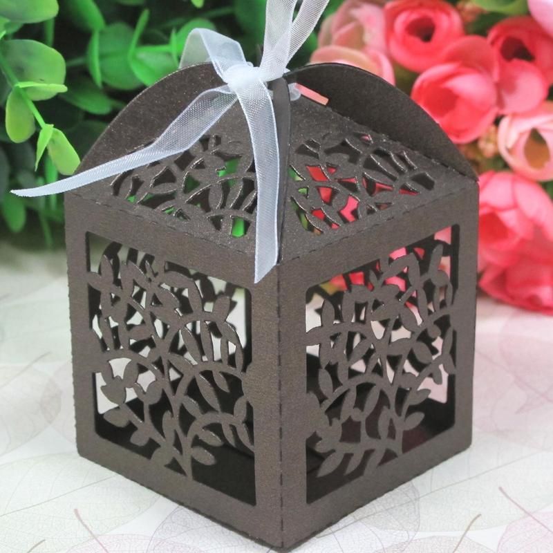 2021 Laser Cut Favor Candy Gift Boxes With Ribbon For ...