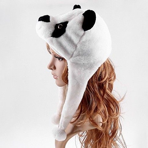 Chapéu de festa inverno dos desenhos animados animal panda fofo chapéu de pelúcia bonito boné macio gorro orelha abas natal favor presente8277717
